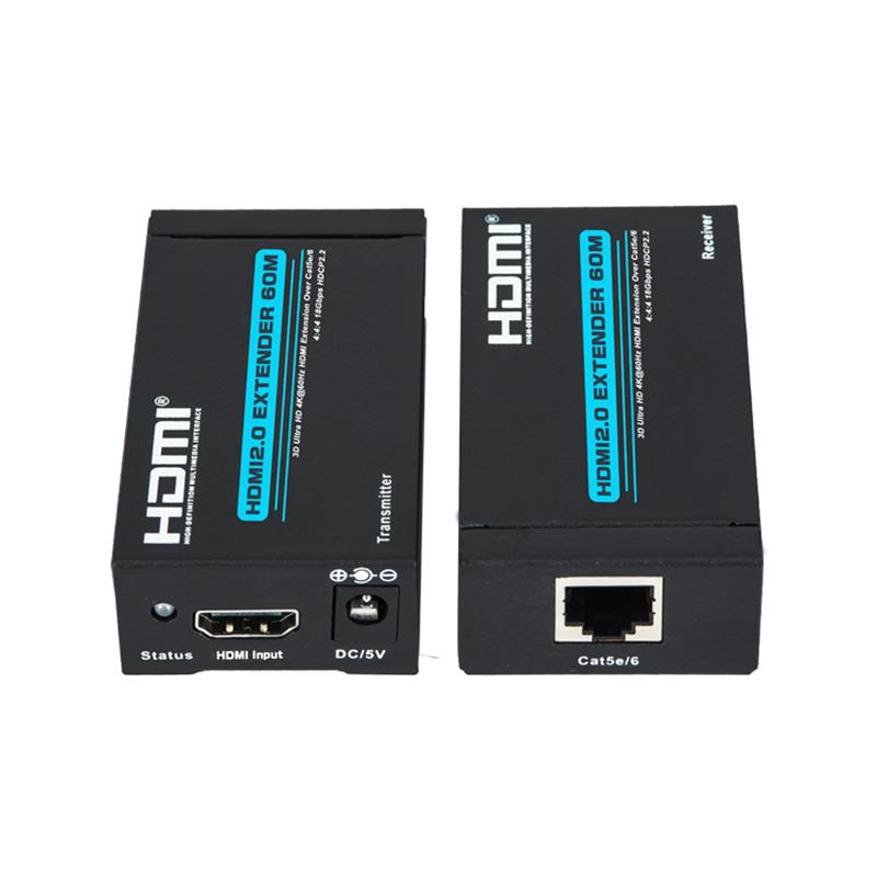 منتج جديد 2.0 2.0 HDMI موسع 60m على cat5e \/ 6 واحد دعم Ultra HD 4Kx2K @ 60Hz HDCP2.2