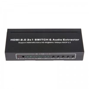 V2.0 HDMI 3x1 الجلاد و النازع الصوت دعم ARC الترا HD 4Kx2K @ 60HZ HDCP2.2 18Gbps