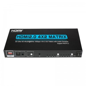 مصفوفة V2.0 HDMI 4 × 2 دعم Ultra HD 4Kx2K @ 60Hz HDCP2.2 18 جيجابت في الثانية مع مستخرج الصوت