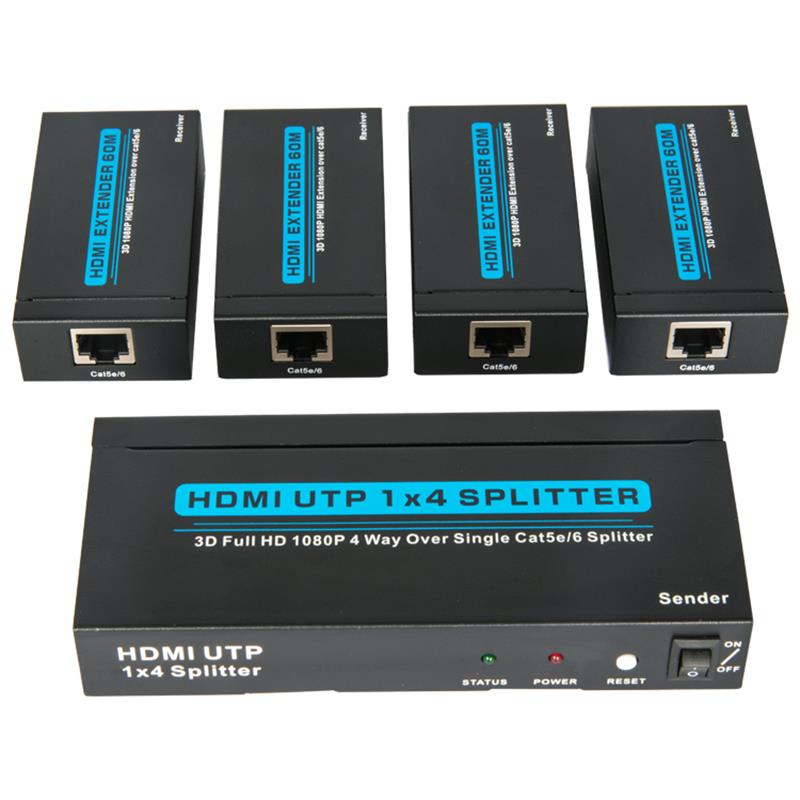 4 منافذ HDMI UTP 1x4 Splitter Over Cat5e \/ 6 مع 4 أجهزة استقبال حتى 60 متر