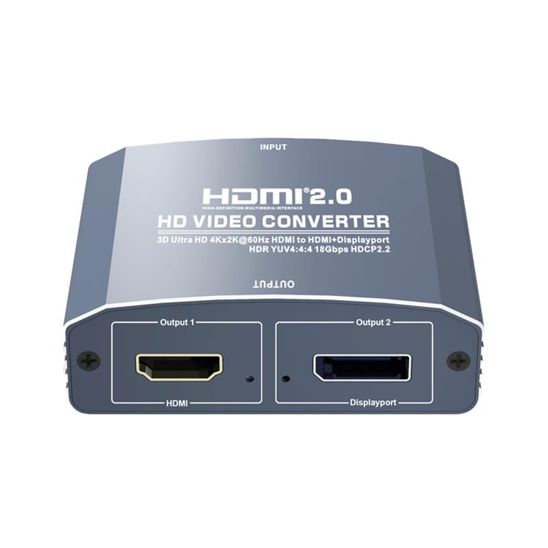 3D Ultra HD 4Kx2K @ 60Hz HDMI to HDMI + DP Converter Support HDMI2.0 18Gbps HDR YUV4: 4: 4 HDCP2.2